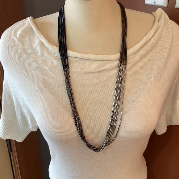 Beautiful Lia Sophia multi strand necklace in gold, silver and black tones. - Picture 5 of 5